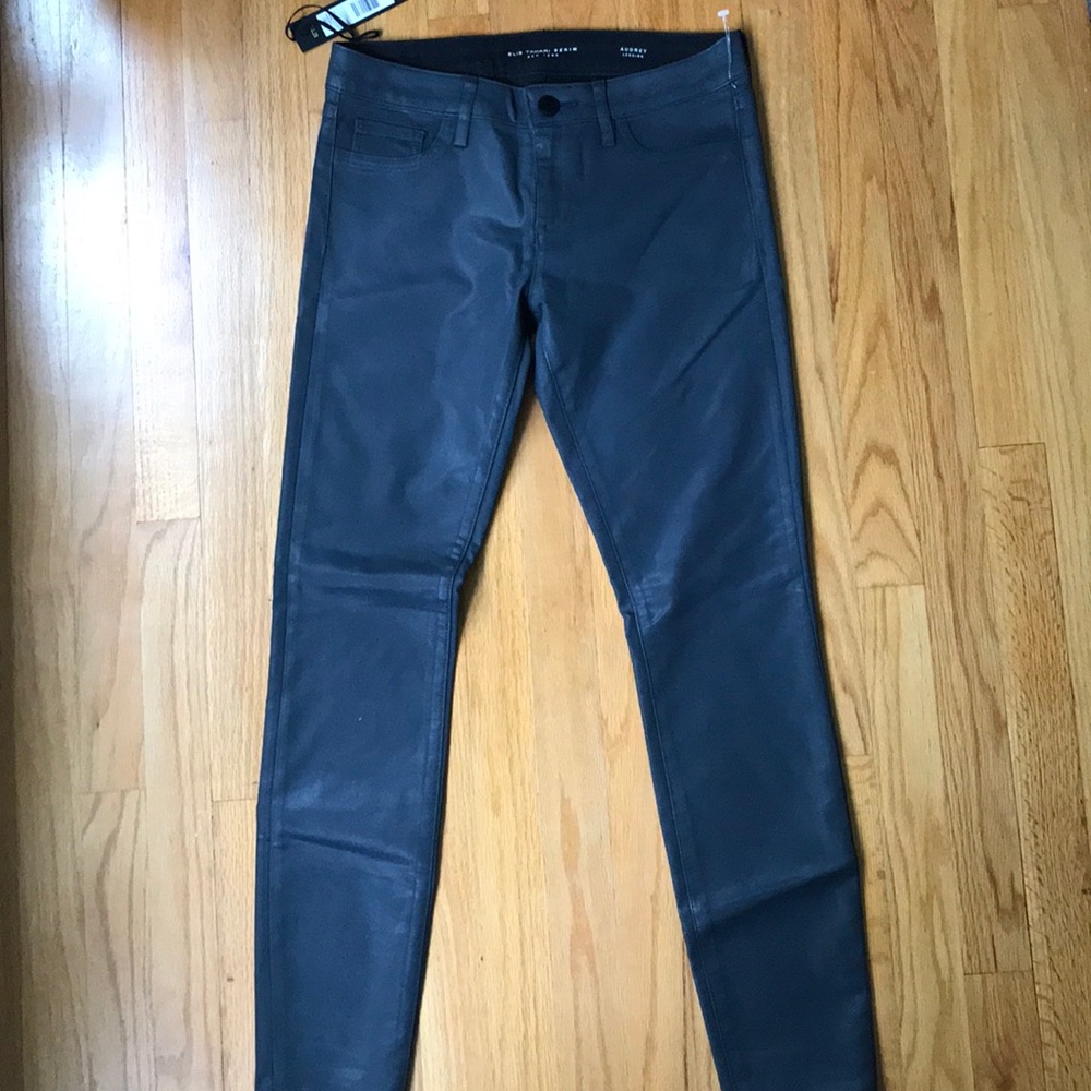 Elie Tahari Audrey leggings‎ grey faux leather27 A14
